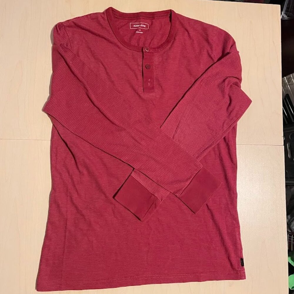 Adam Levine Mens Long Sleeve Stripped Shirt - Red - Size S